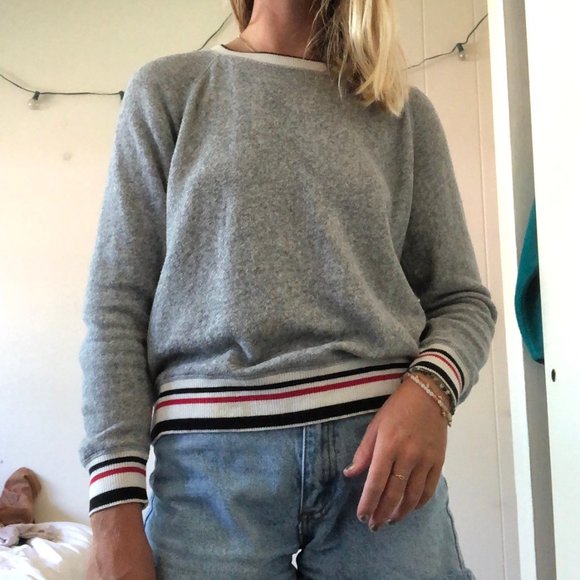 soft joie terry ringer crewneck sweatshirt/sweater - Picture 1 of 4